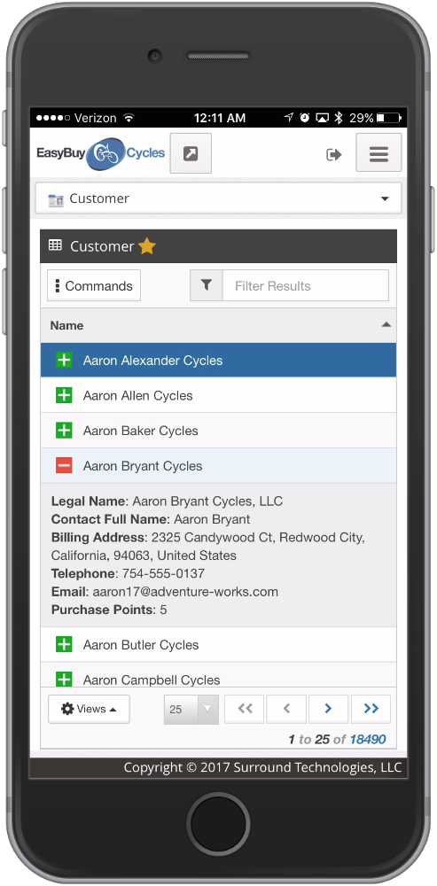 EasyBuy Cycles Web App Demo on a mobile