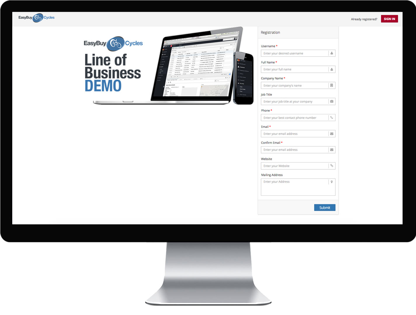 Screenshot of default out-of-the-box website portal registration.