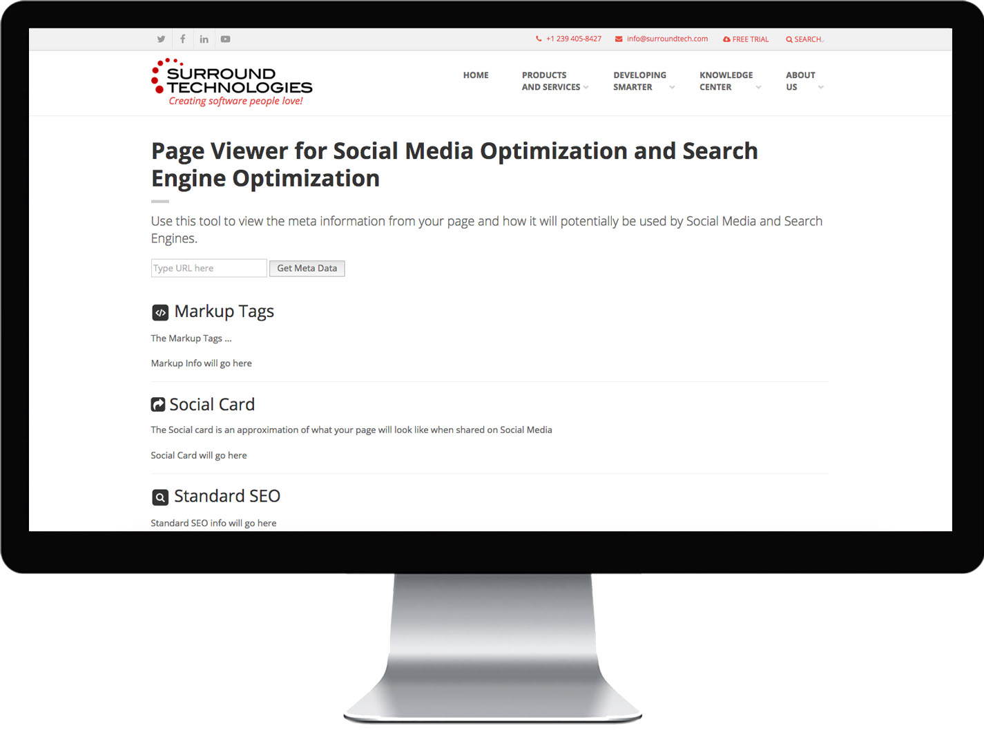 Screenshot of publicly available SEO/SMO tool